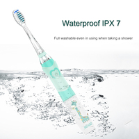 SEAGO-Soniczna szczoteczka do zębów dla dzieci, elektryczna, od 3 do 12 lat, na baterie, LED, inteligentny timer, wymienne główki, końcówki szczoteczki 5